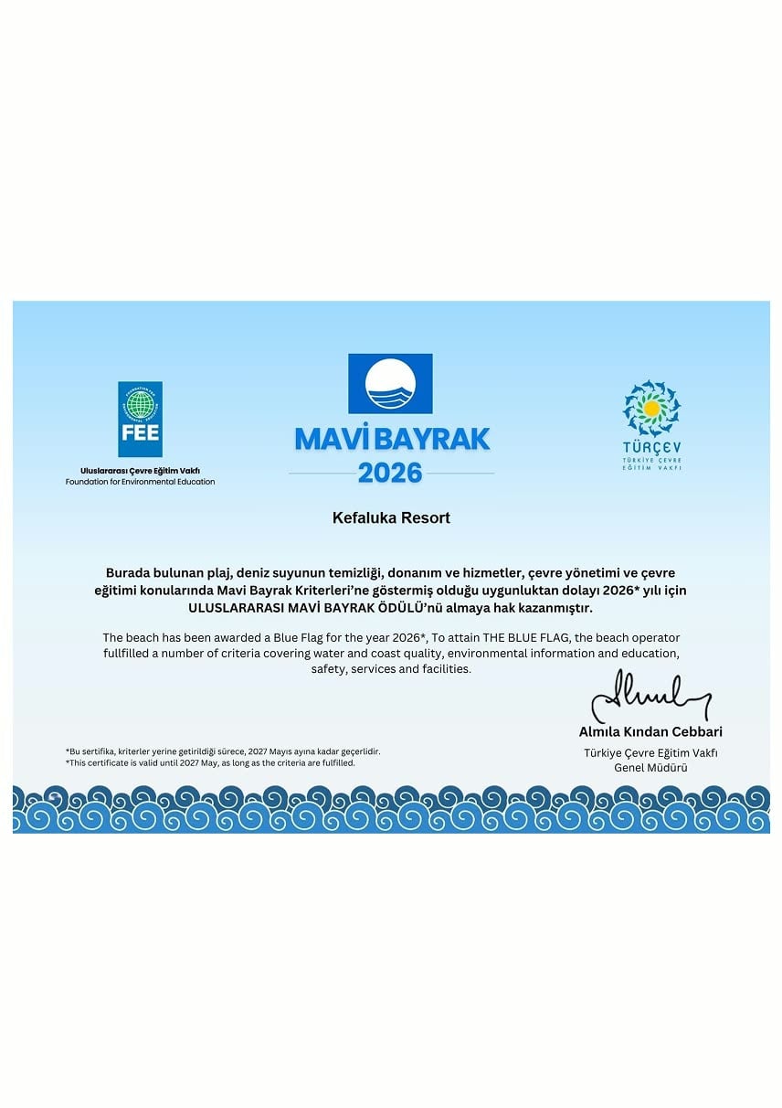 Uluslararası Mavi Bayrak plaj ödülü — 2026 yılı sertifikası