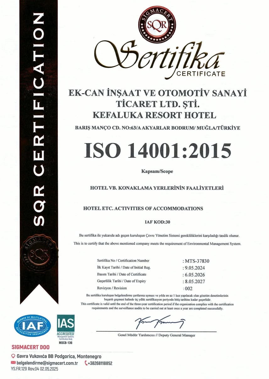 ISO 14001:2015 Çevre Yönetim Sistemi sertifikası