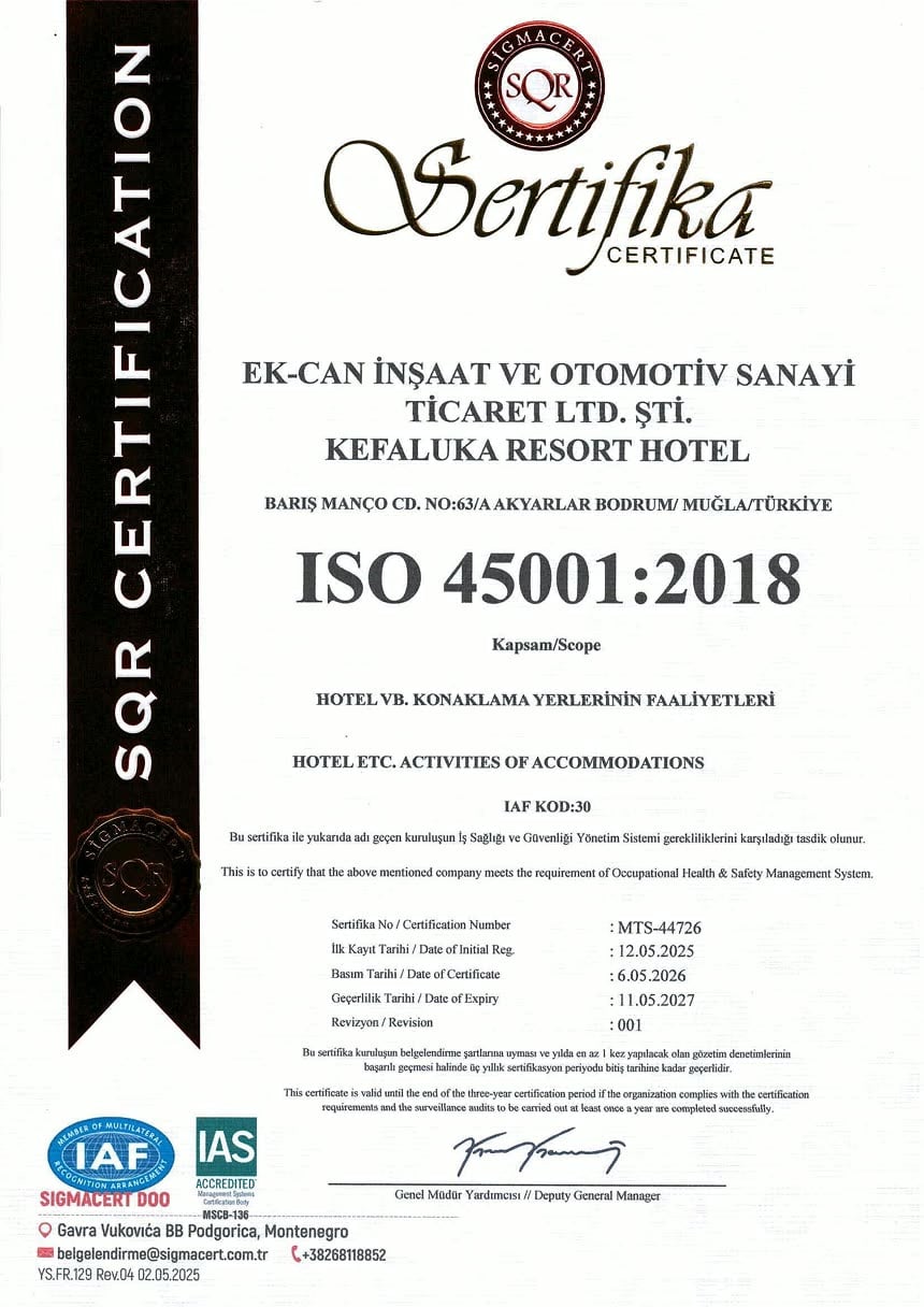 ISO 45001:2018 İş Sağlığı ve Güvenliği Yönetim Sistemi sertifikası